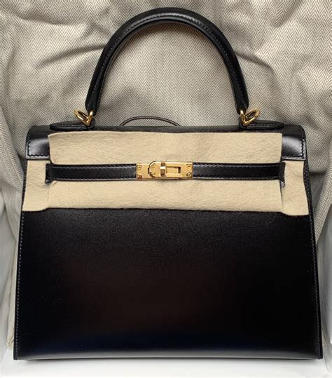 HERMES Box Kelly Sellier 28 Black 1492588 